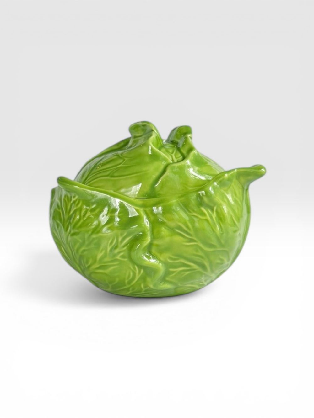 Vintage Holland Mold Green Cabbage/Lettuce Ceramic Lidded Bowl